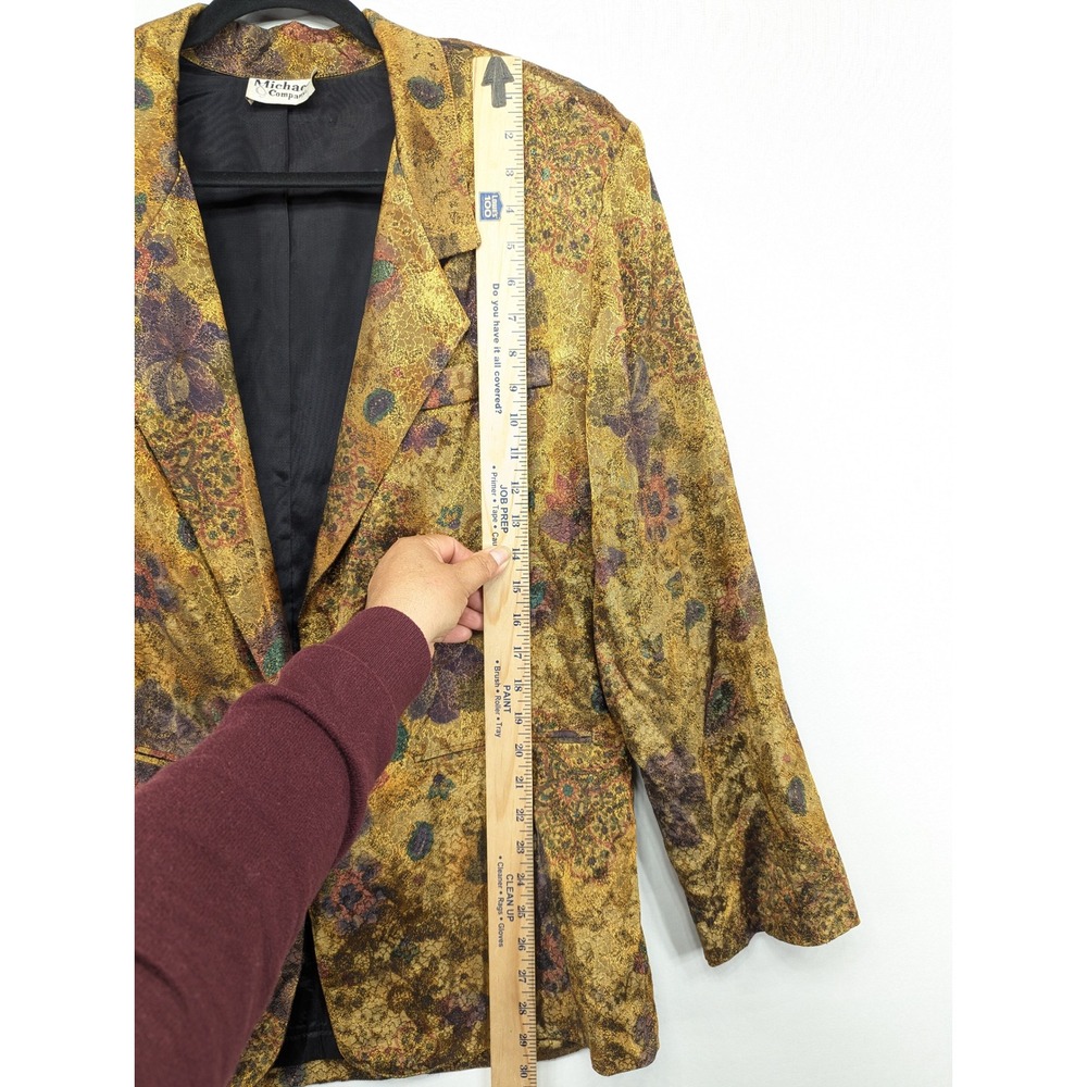 Michael & Company Vintage Gold Floral Metallic Brocade Blazer Jacket XL Tapestry - Picture 4 of 11